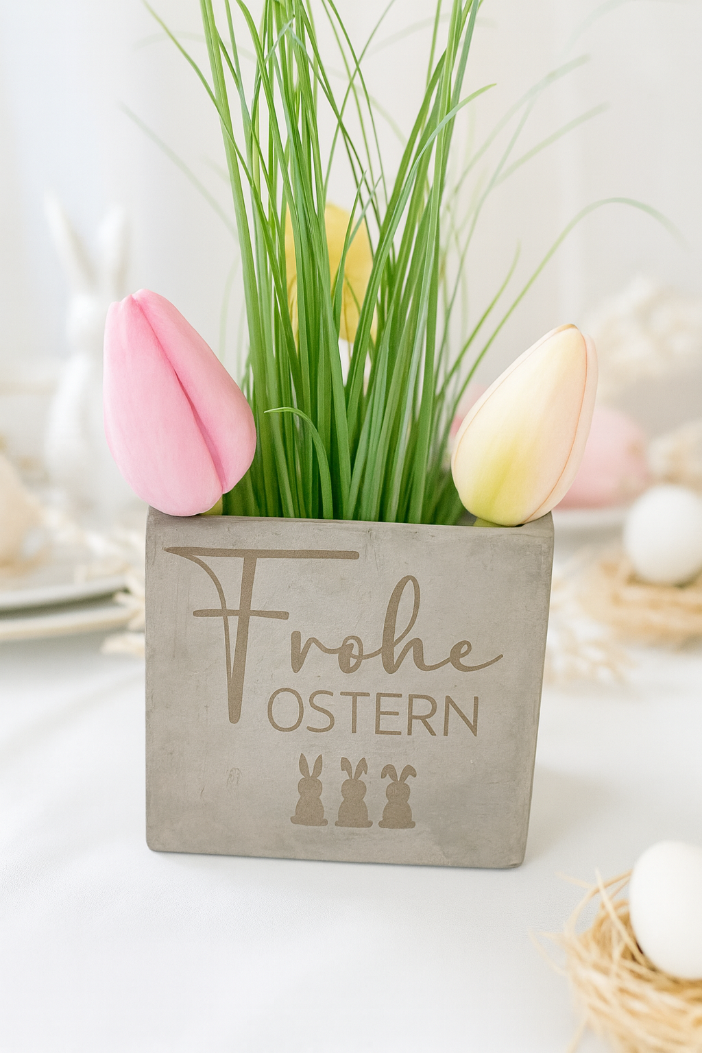 Blumentopf "Frohe Ostern"