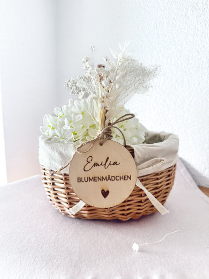 Blumenmädchen Körbchen mit Namensanhänger