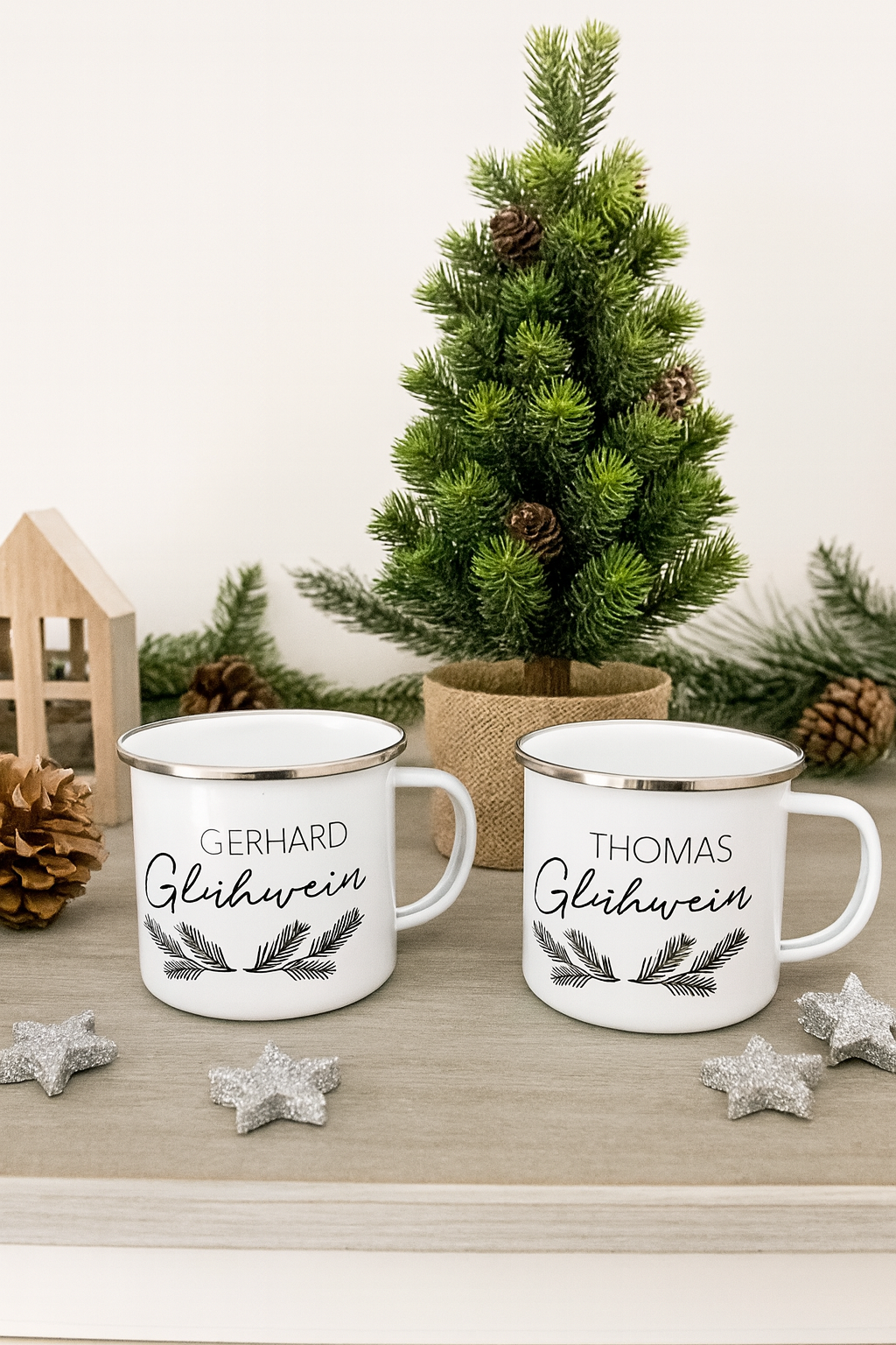 Personalisierte Emaille-Glühweintasse
