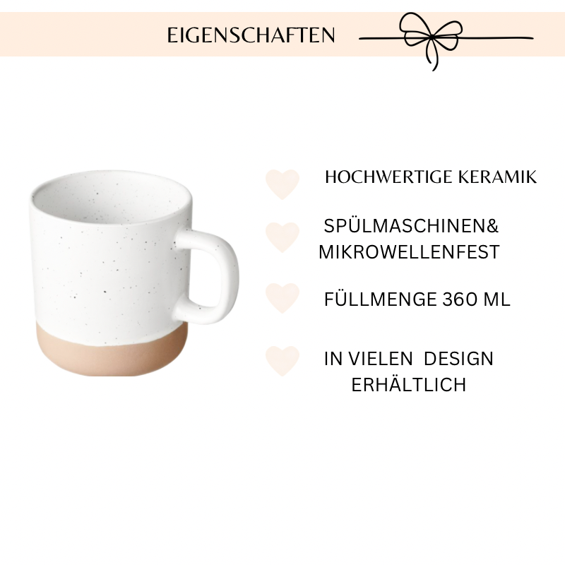 Weihnachtliche Tasse aus weißem Steingut mit naturfarbenem Boden und liebevoller Gravur für die Lieblingskollegin. Eine besondere Geschenkidee zum Nikolaus, zu Weihnachten oder zum Abschied.