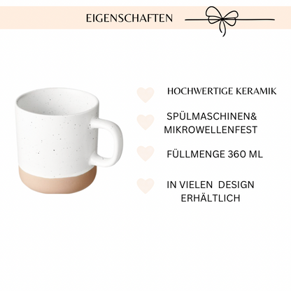 Weihnachtliche Tasse aus weißem Steingut mit naturfarbenem Boden und liebevoller Gravur für die Lieblingskollegin. Eine besondere Geschenkidee zum Nikolaus, zu Weihnachten oder zum Abschied.