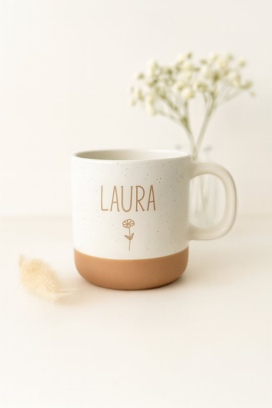 Tasse-Name mit Blume