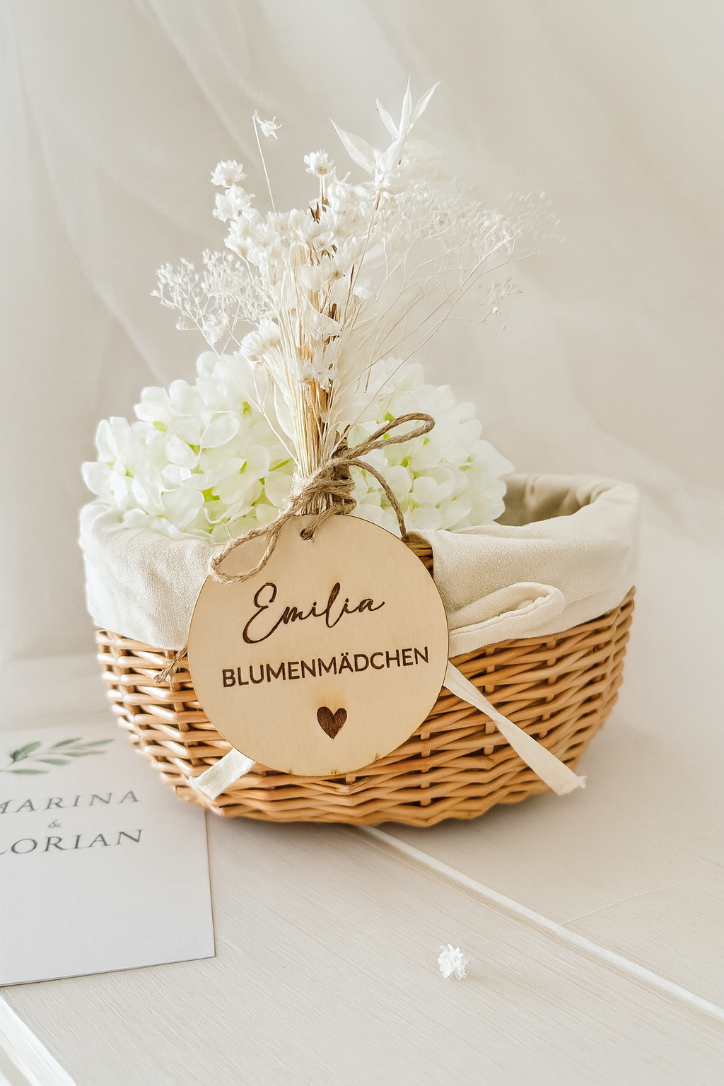 Blumenmädchen Körbchen mit Namensanhänger