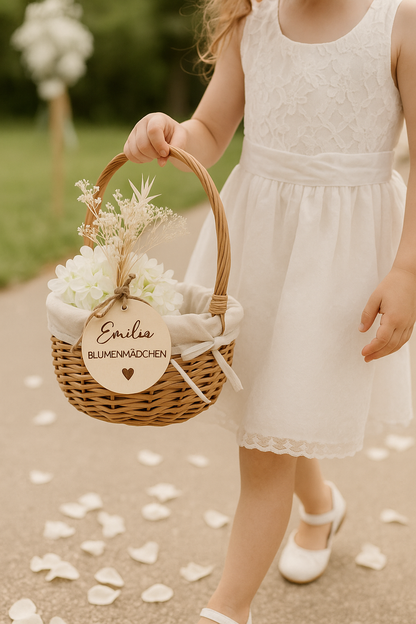 Blumenmädchen Körbchen mit Namensanhänger