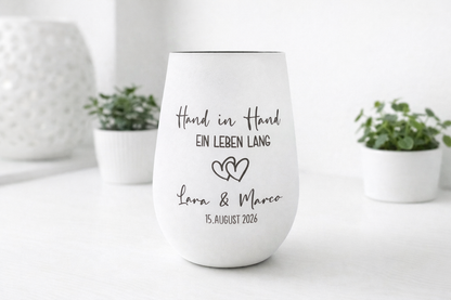 Windlicht Hochzeit personalisiert mit goldener Innenseite, romantisches Geschenk für Brautpaar oder Partner
