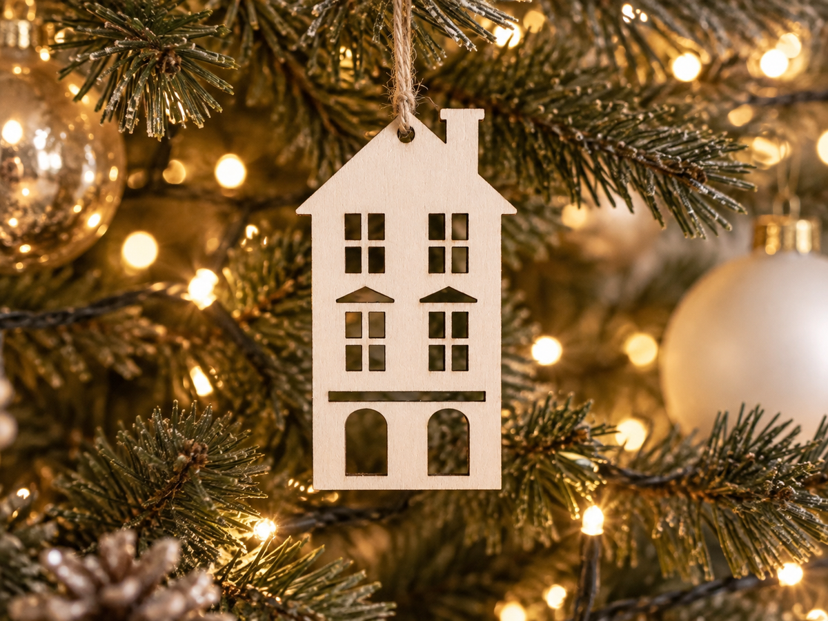 Kleine Weihnachtsgeschenke in Form dekorativer Holz Anhänger – liebevolle Hausmotive für Freunde, Familie, Kollegen, Wichtelgeschenke und Weihnachtsdekoration.
