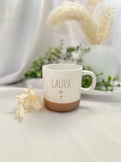 Tasse-Name mit Blume