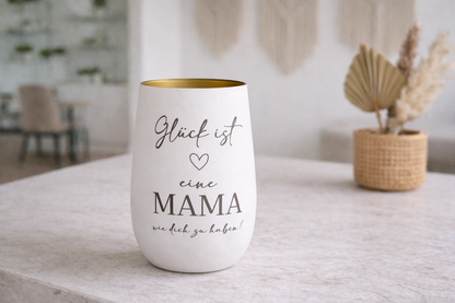 Graviertes Windlicht mit Spruch Glück ist eine Mama wie dich zu haben, stilvolle Geschenkidee für Mama
