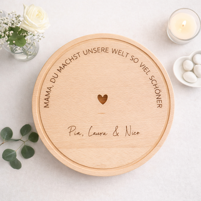 Schneidebrett personalisiert für Mama mit emotionaler Spruch und hochwertige Lasergravur