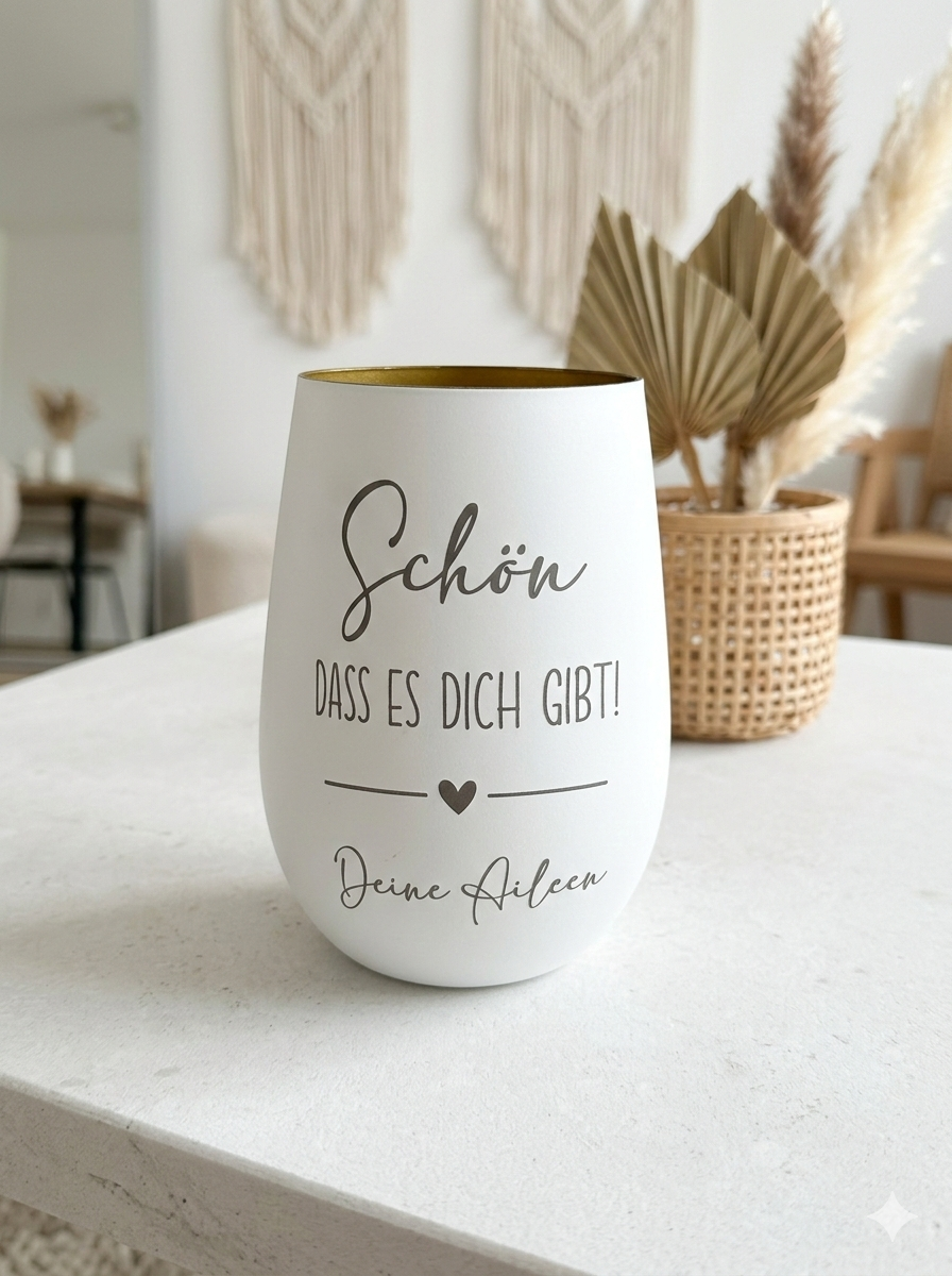 Windlicht mit Spruch schön dass es dich gibt als kleine Aufmerksamkeit Geschenk für Freundin Lieblingsmensch oder Kollegin