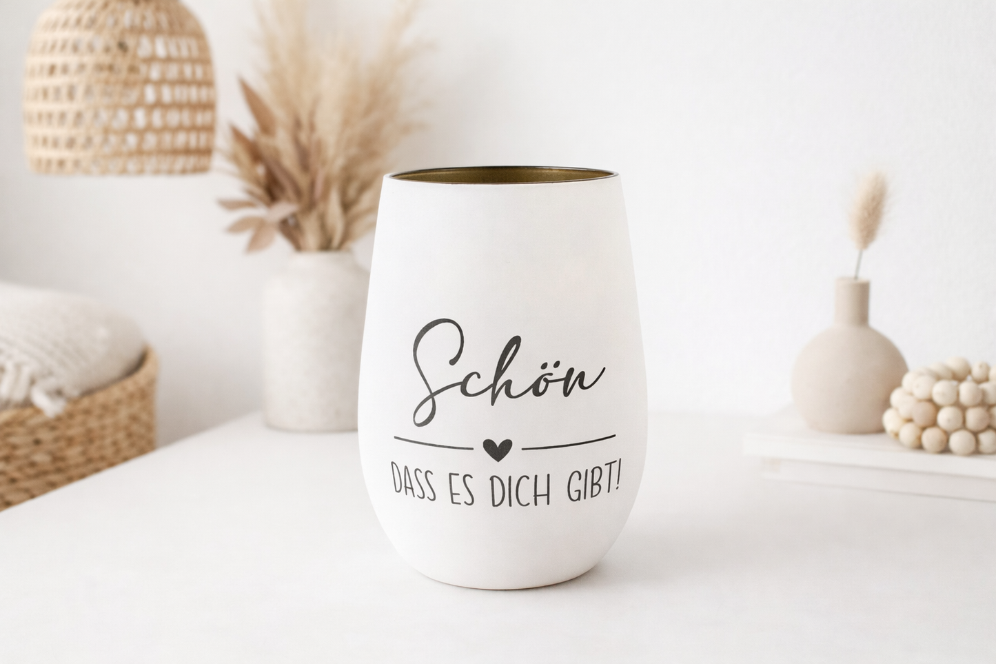 Windlicht mit Gravur schön dass es dich gibt mit goldener Innenseite als Geschenk für beste Freundin oder Lieblingsmensch