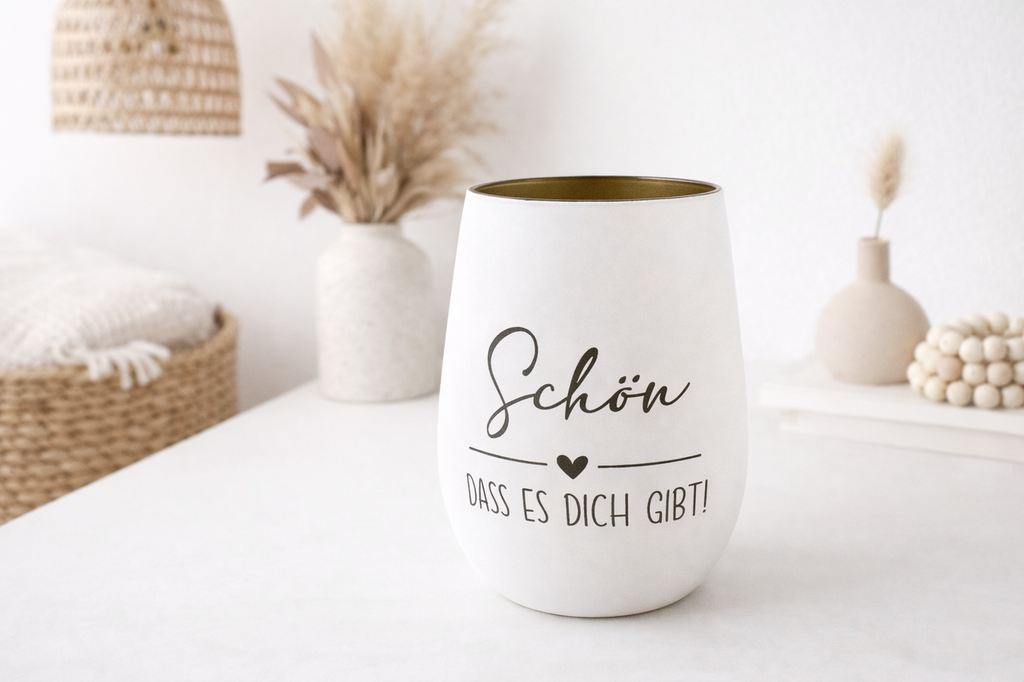 Windlicht mit Spruch schön dass es dich gibt als kleine Aufmerksamkeit Geschenk für Freundin Lieblingsmensch oder Kollegin
