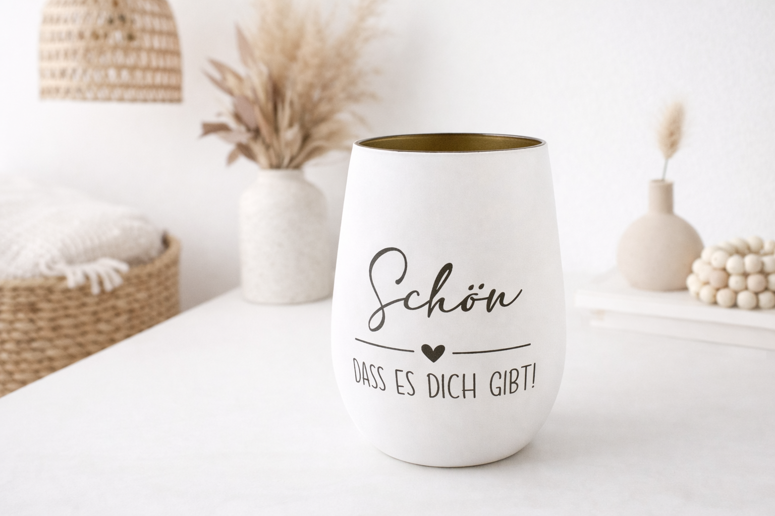 Windlicht mit Spruch schön dass es dich gibt als kleine Aufmerksamkeit Geschenk für Freundin Lieblingsmensch oder Kollegin
