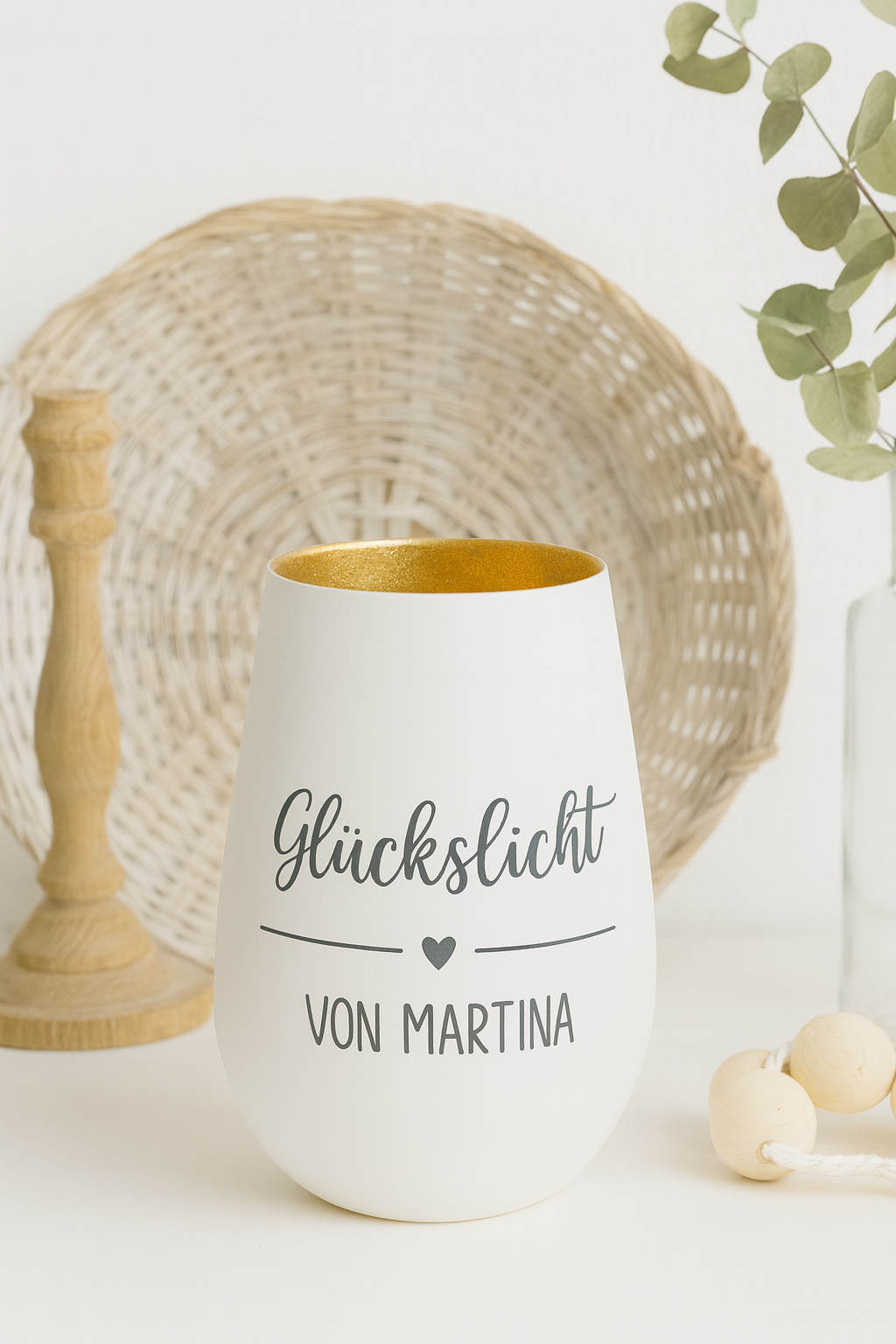 Windlicht mit Spruch Glückslicht personalisiert mit Namen als kleine Aufmerksamkeit Geschenk für Freundin oder Lieblingsmensch