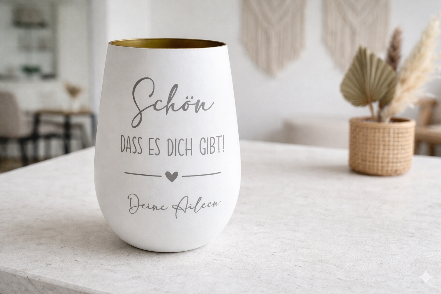 Windlicht mit Gravur schön dass es dich gibt mit goldener Innenseite als Geschenk für beste Freundin oder Lieblingsmensch
