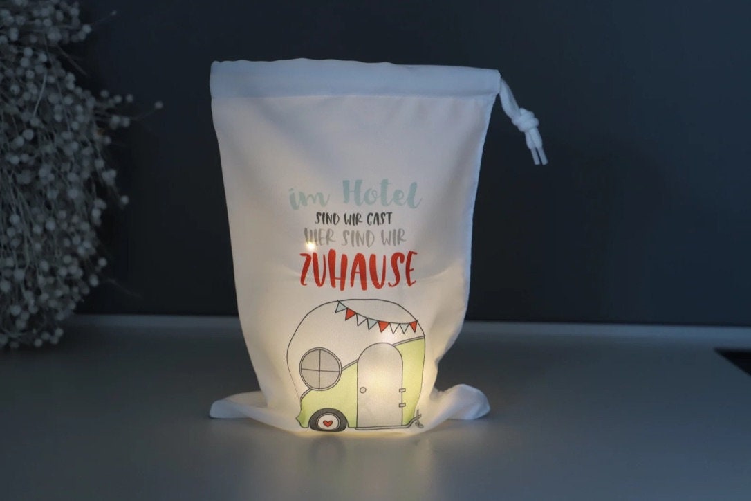 Lichtbeutel mit Spruch -Camping