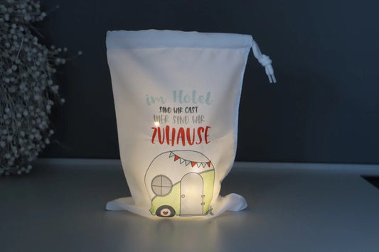 Lichtbeutel mit Spruch -Camping