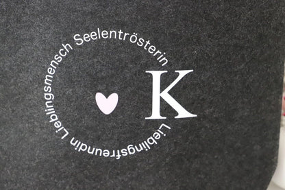 Filz Tasche mit Spruch und Inital