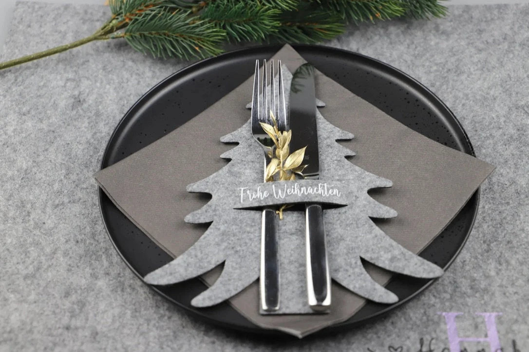 Bestecktasche aus Filz Weihnachten