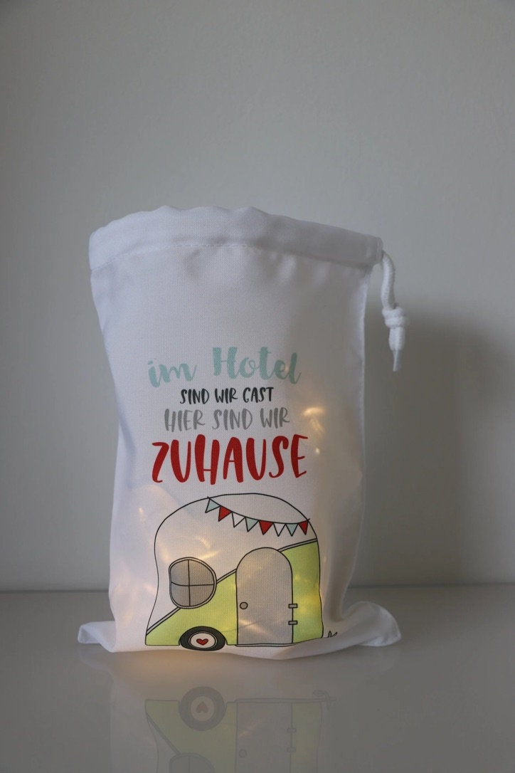 Lichtbeutel mit Spruch -Camping