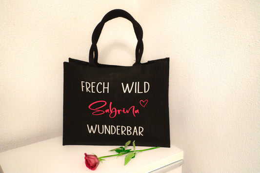 Personalisierte Jutetasche mit Spruch