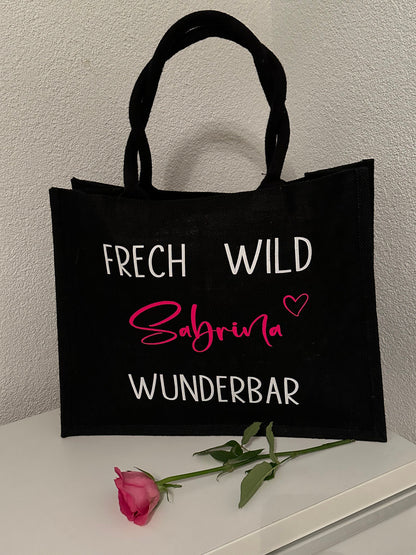 Personalisierte Jutetasche mit Spruch