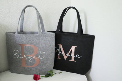 Filz Tasche mit Initial und Name