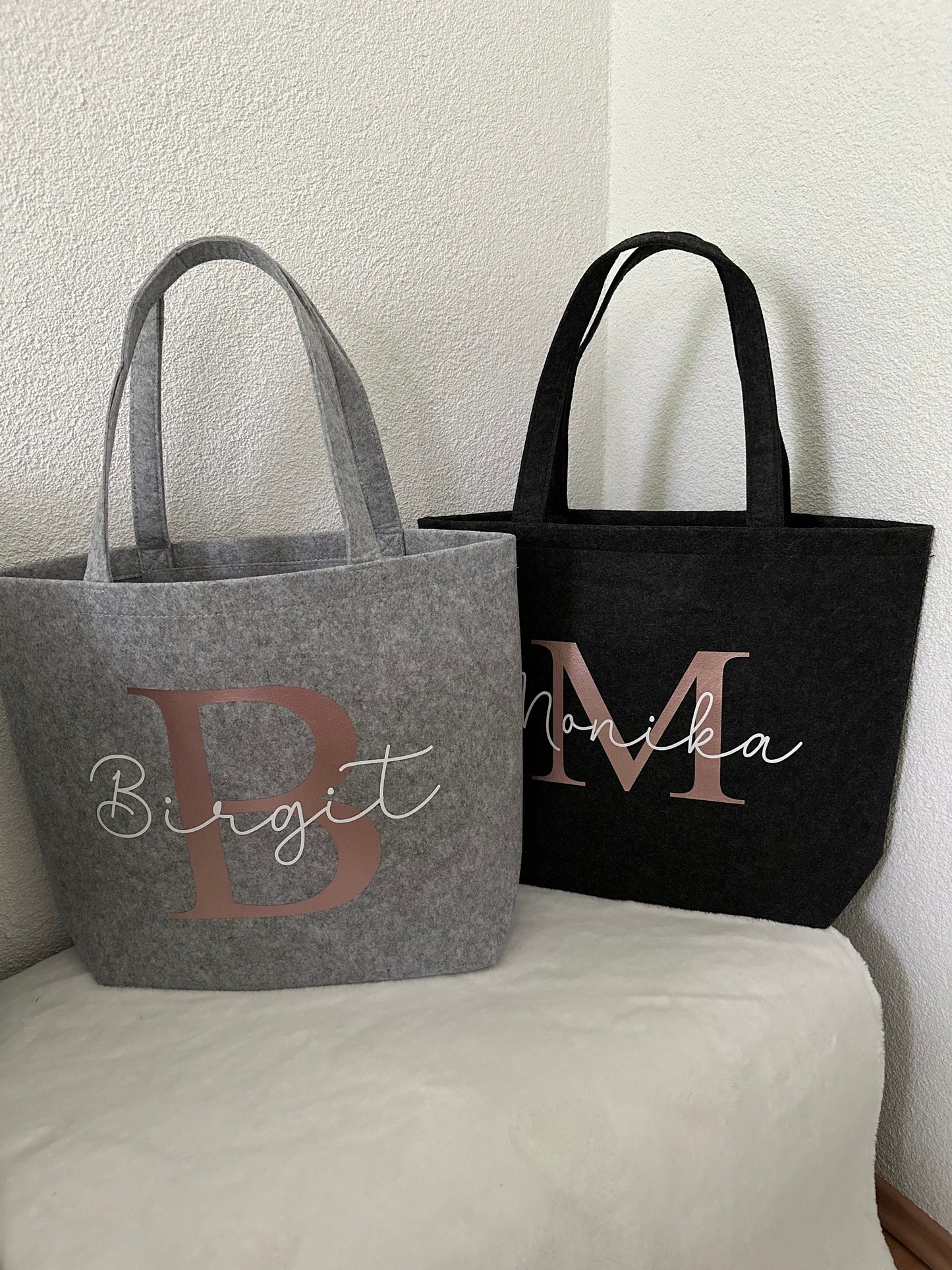 Filz Tasche mit Initial und Name