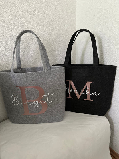 Filz Tasche mit Initial und Name