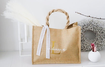 Personalisierte Jutetasche  mit Inital und Name