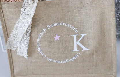 Jute Tasche mit Spuch und Inital