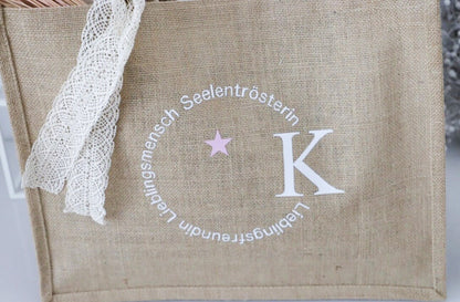 Jute Tasche mit Spuch und Inital