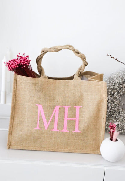 Personalisierte Jute Tasche mit Initialen