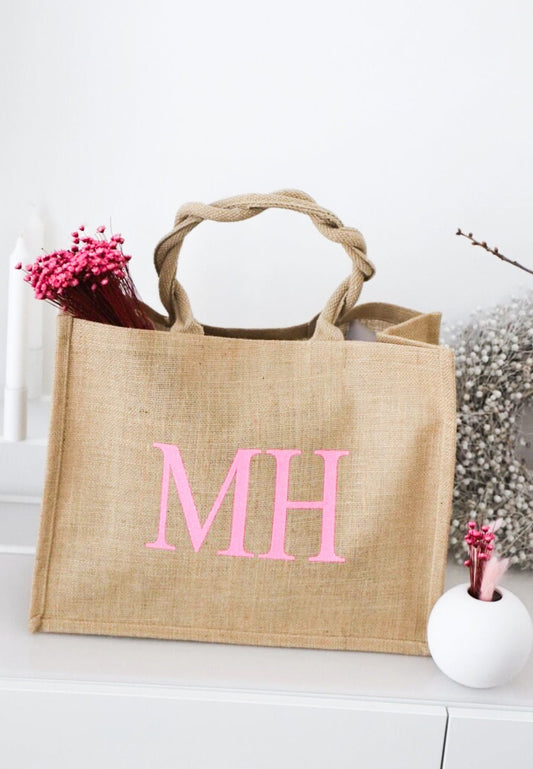 Personalisierte Jute Tasche mit Initialen