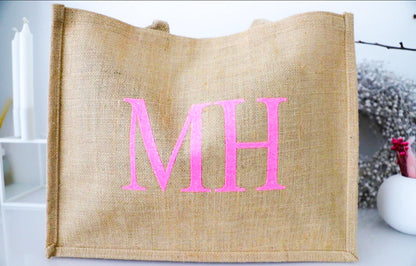 Personalisierte Jute Tasche mit Initialen