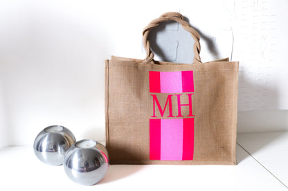 Personalisierte Jute Tasche mit Initalen