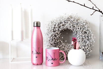Personalisierte Glitzer Thermosflasche