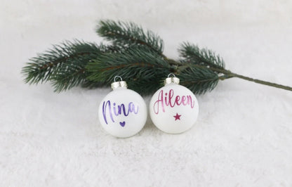 Weihnachtskugel  aus Glas mit Name