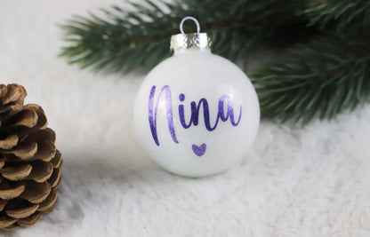 Weihnachtskugel  aus Glas mit Name