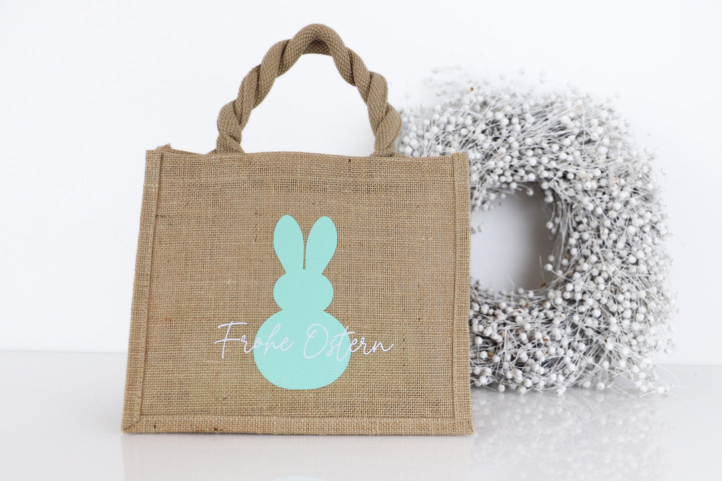 Jutetasche mit Osterhase(personalisiert)