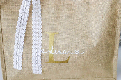 Personalisierte Jutetasche  mit Inital und Name