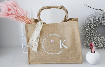 Jute Tasche mit Spuch und Inital