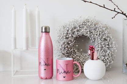 Personalisierte Glitzer Thermosflasche