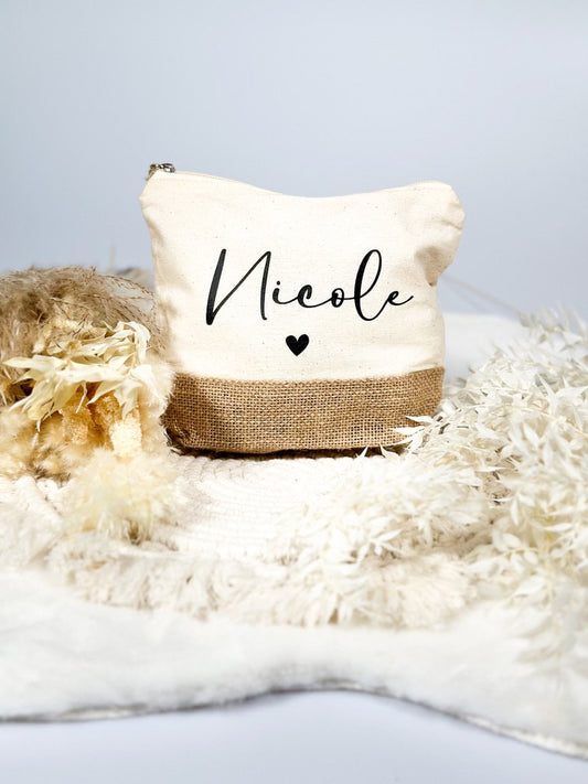 Personalisierte Kosmetiktasche Jute mit Namen
