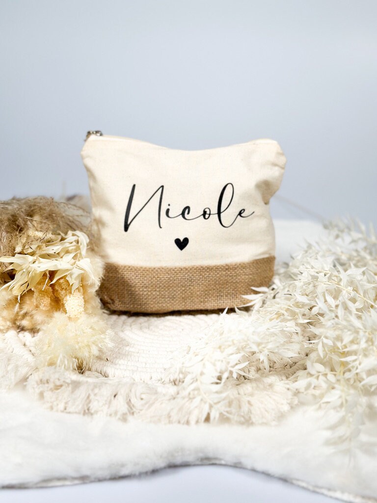 Personalisierte Kosmetiktasche Jute mit Namen