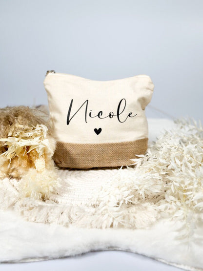 Personalisierte Kosmetiktasche Jute mit Namen