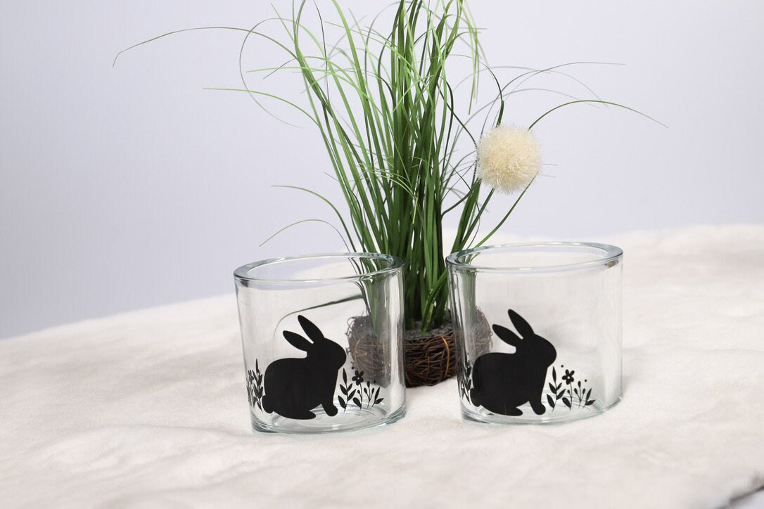 Windlicht mit Osterhase Motiv