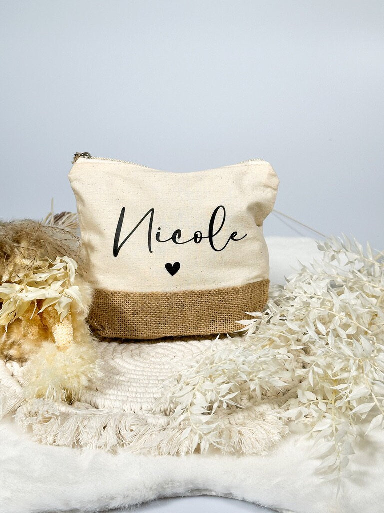 Personalisierte Kosmetiktasche Jute mit Namen