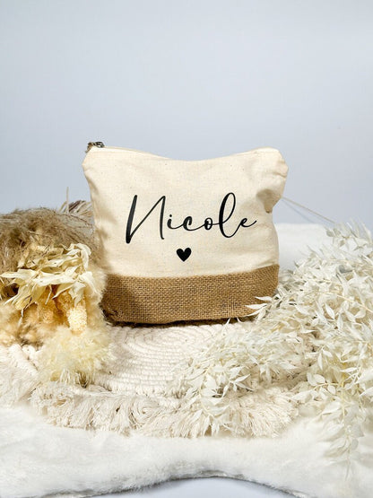 Personalisierte Kosmetiktasche Jute mit Namen