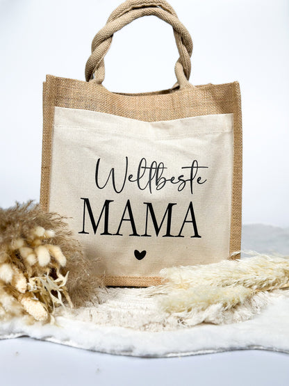 Jutetasche“Weltbeste Mama“